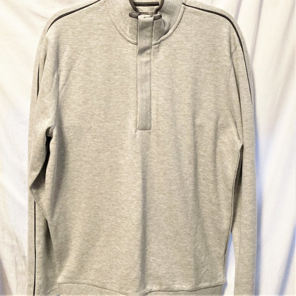 NWT Men Sweater M ASHWORTH Casual Golf Grey Med thick weight zip closure